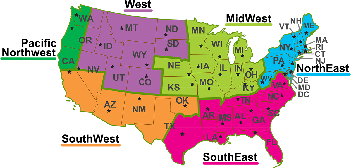 USA Map - Seedles Seed Balls by Region